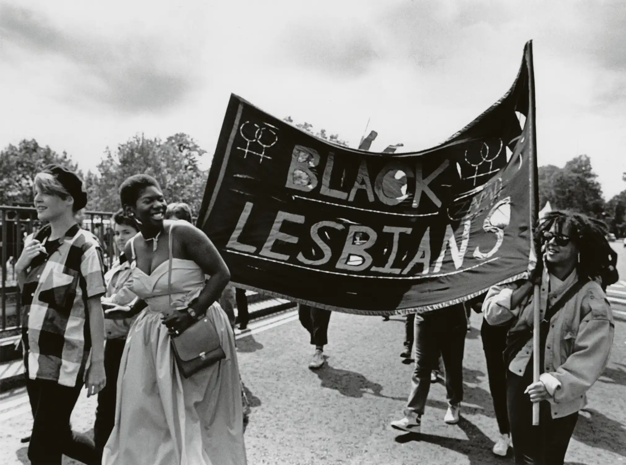 Pam Isherwood photo of a Lesbian Strength march in the mid 1980's 