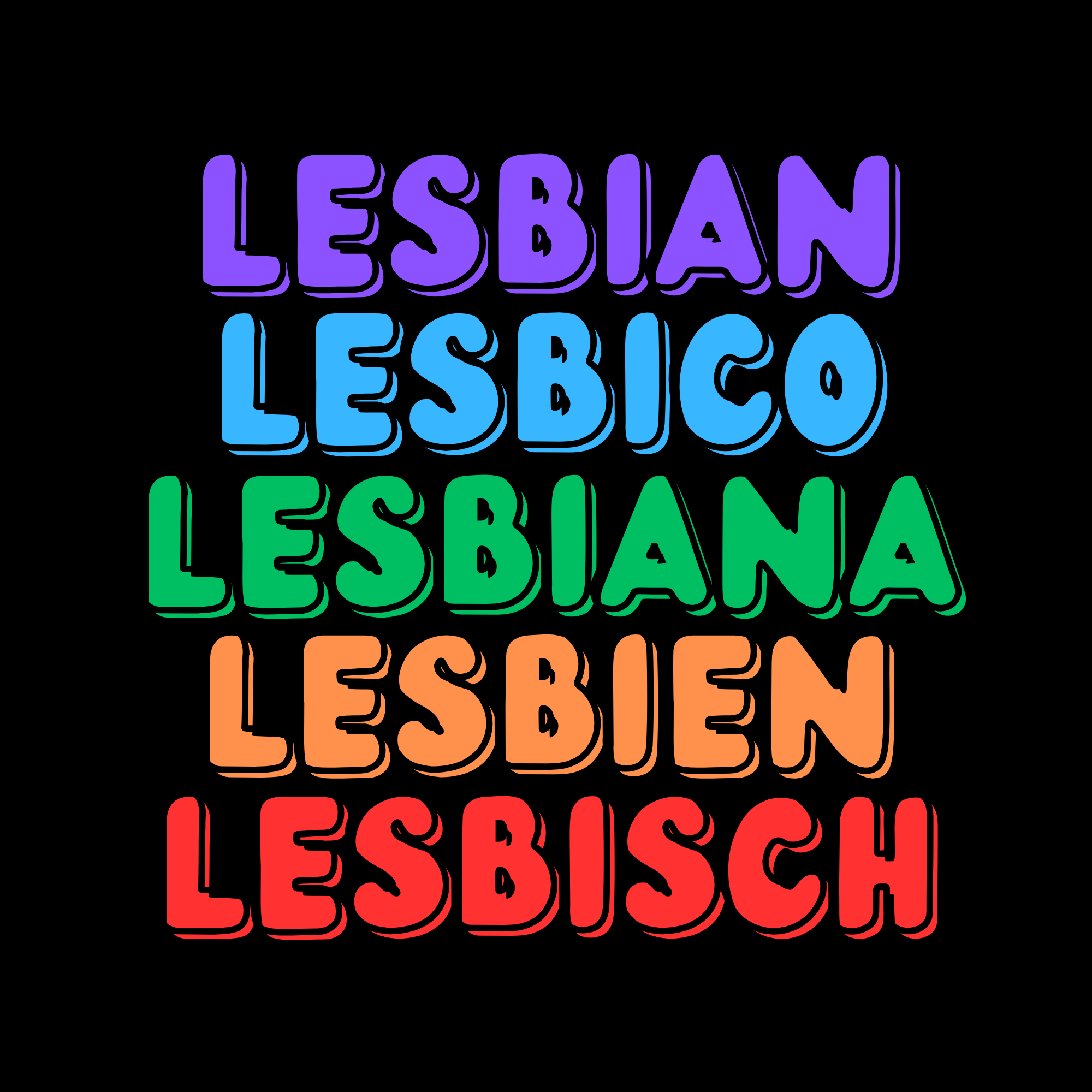 The Language of Lesbians showing the word lesbian in five European languages